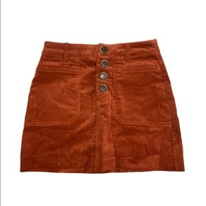 Zara trf rust color corduroy button up skirt  NWT
